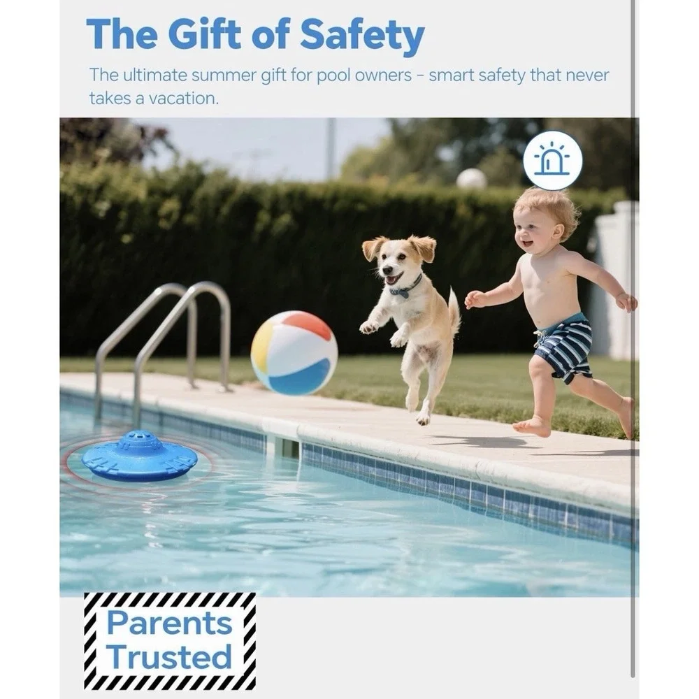 Pool‎ Alarm for Inground & Above Ground Pools Adjustable Sensitivity 110dB Siren
